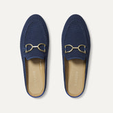The Double Bit Loafer Mule - Blue Raffia-Knit