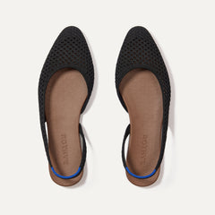 The Almond Slingback - Black Mesh
