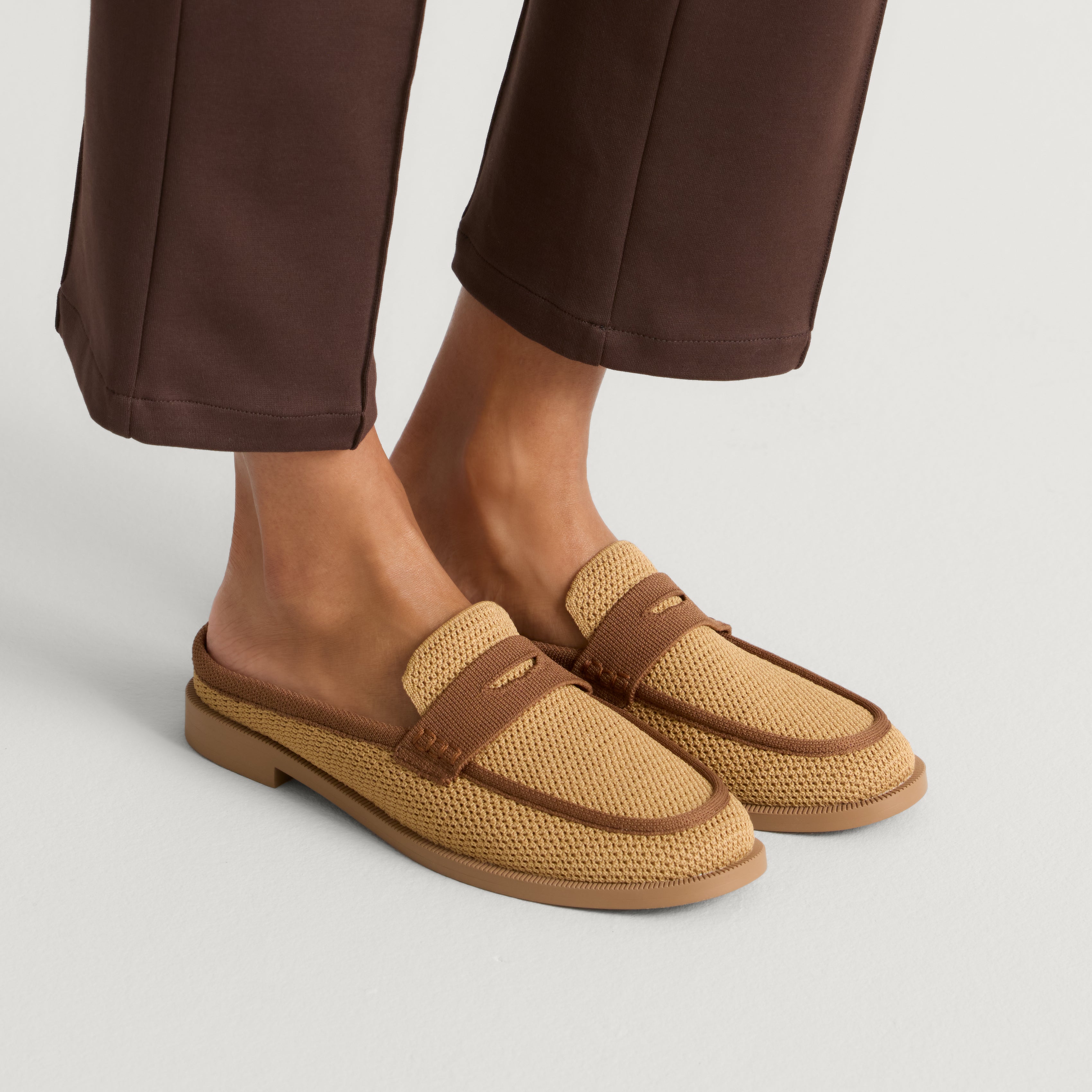 The Penny Loafer Mule - Wheat Raffia-Knit