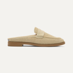 The Penny Loafer Mule - Sandstone Raffia-Knit