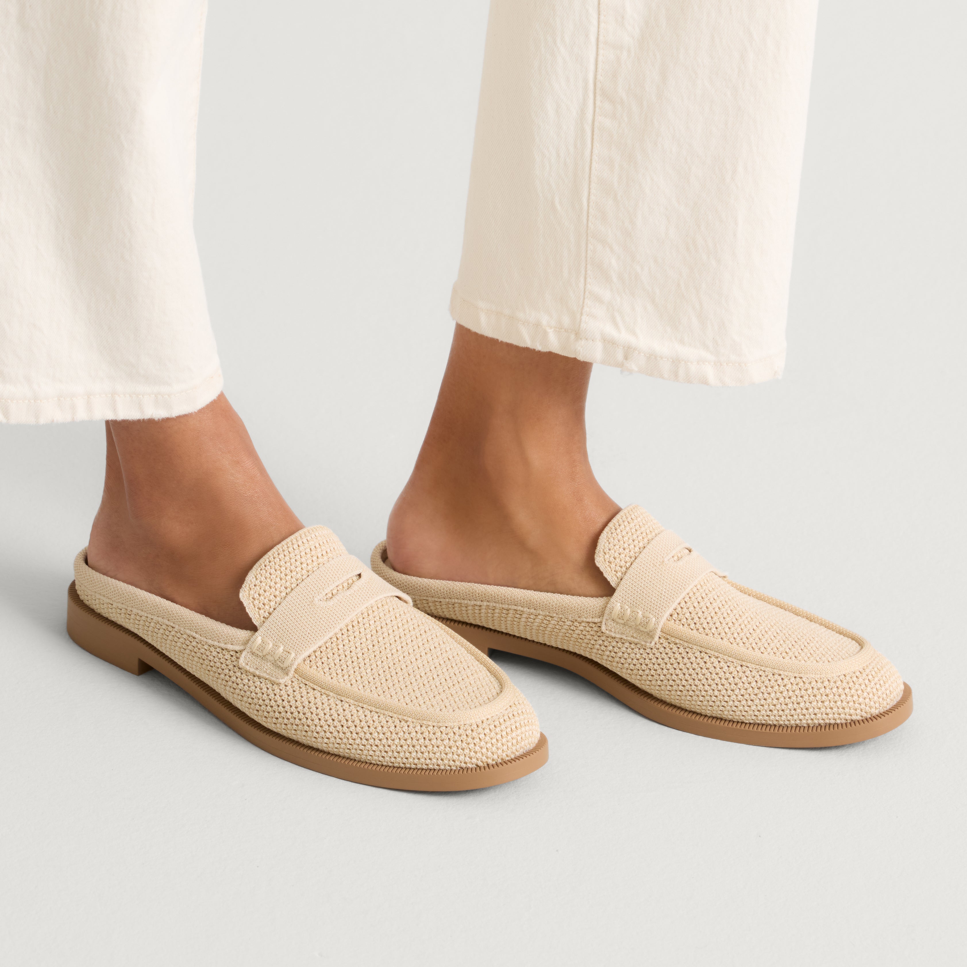 The Penny Loafer Mule - Sandstone Raffia-Knit