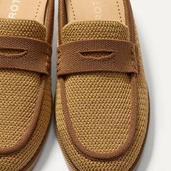 The Penny Loafer Mule - Wheat Raffia-Knit