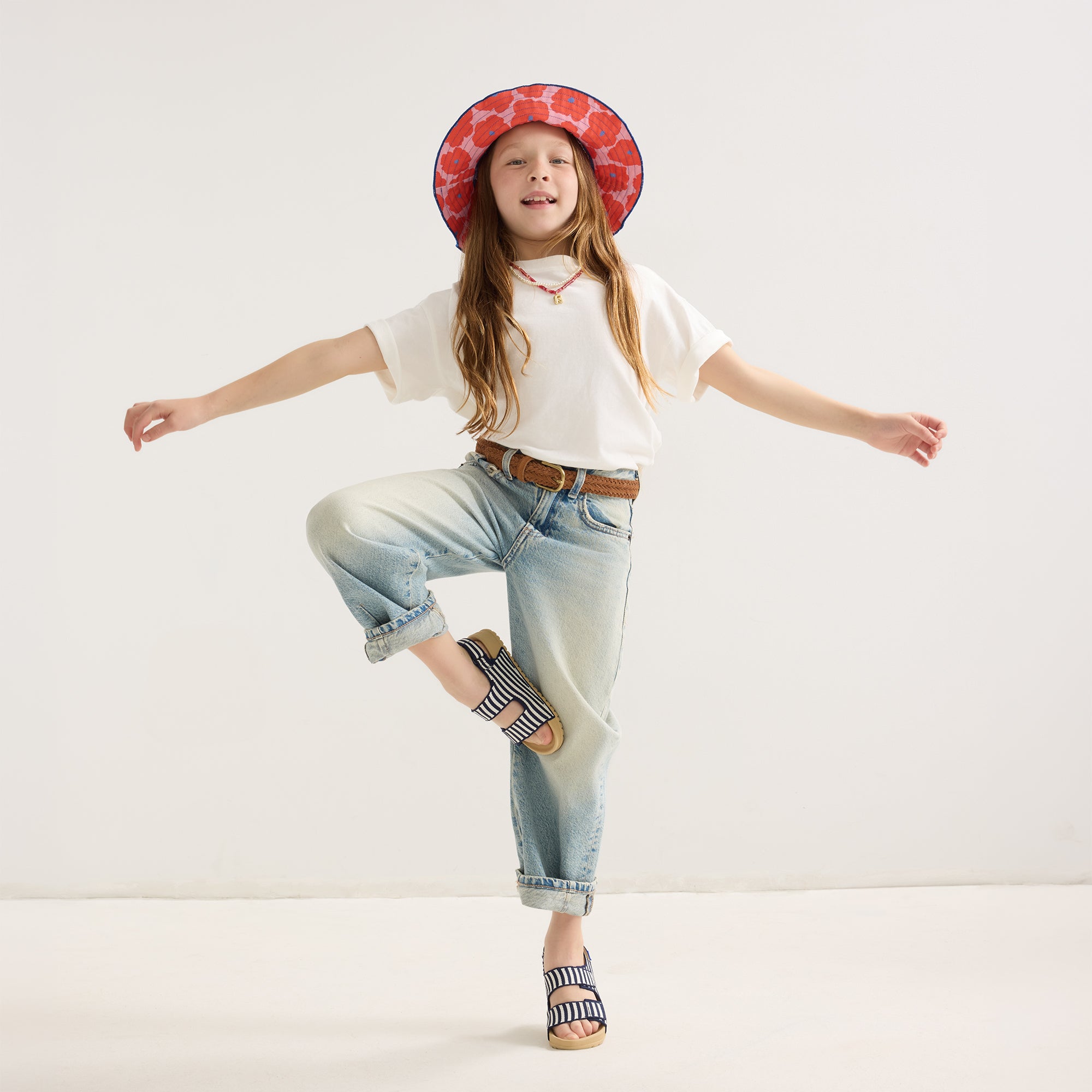 The Kids Double Strap Sandal - Sailor Stripes