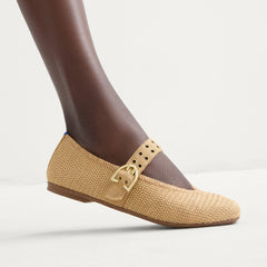 The Max Buckle Mary Jane - Tan Woven