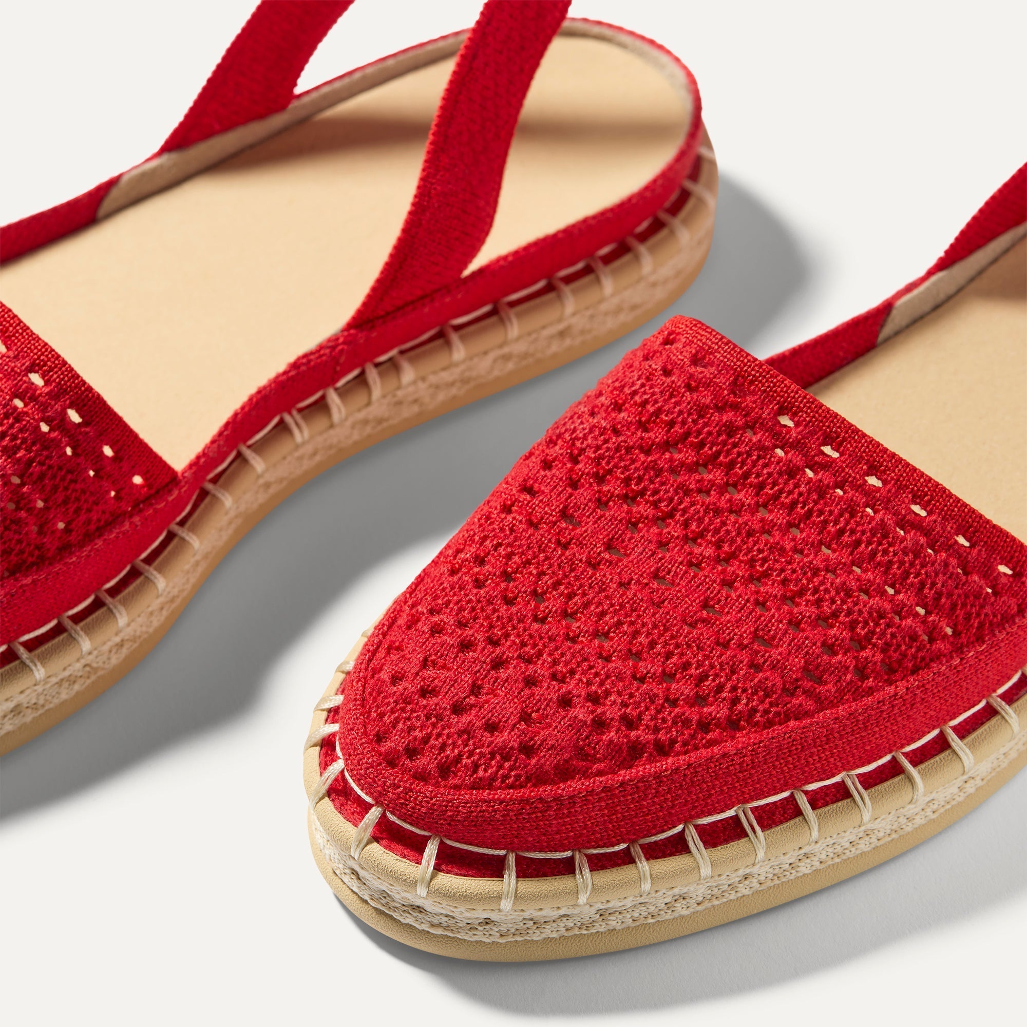 The D'Orsay Espadrille - Bright Red Crochet